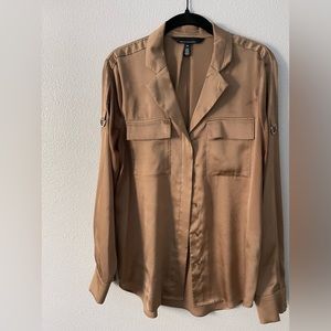 Womens White House Black Market Silky Button Down Shirt